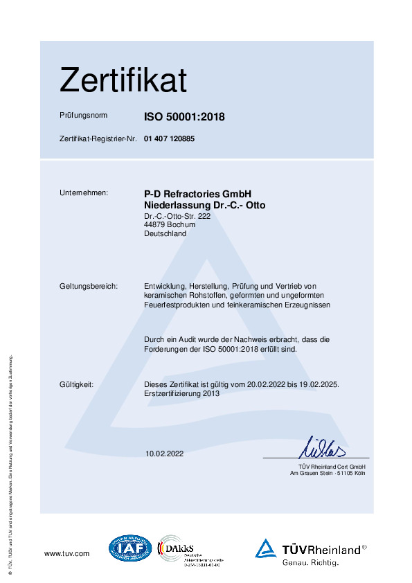 P-D Refractories GmbH, Dr. C. Otto · ISO 50001:2018