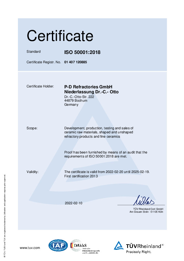 P-D Refractories GmbH, Dr. C. Otto · ISO 50001:2018