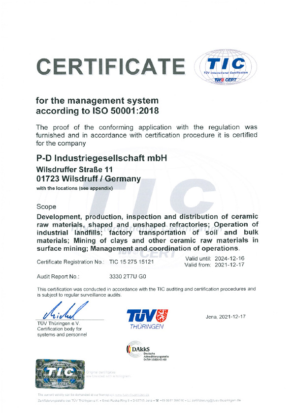 P-D Industriegesellschaft mbH · DIN EN ISO 50001:2018