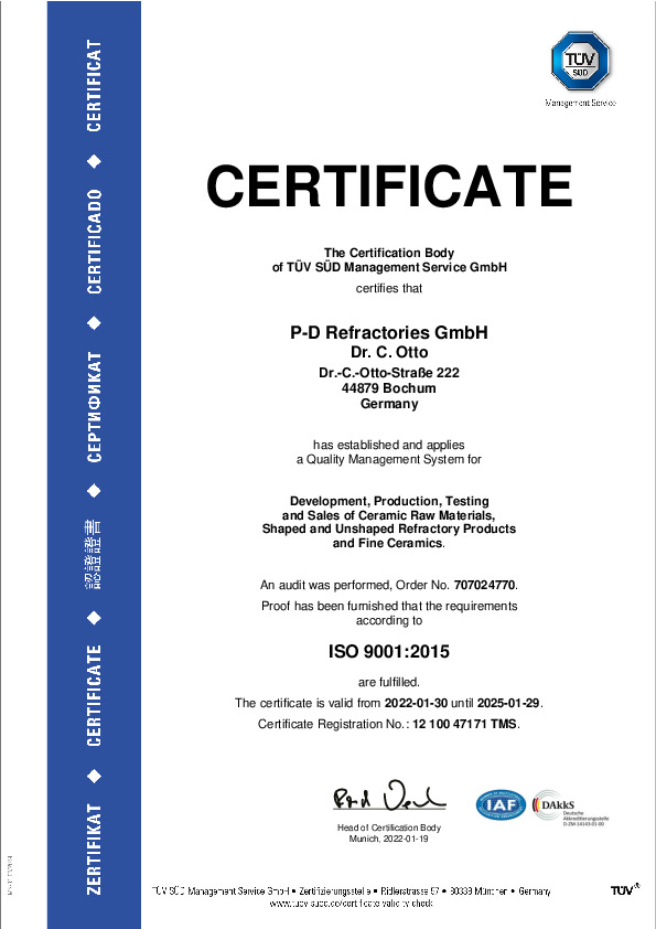 P-D Refractories GmbH, Dr. C. Otto · ISO 9001:2015
